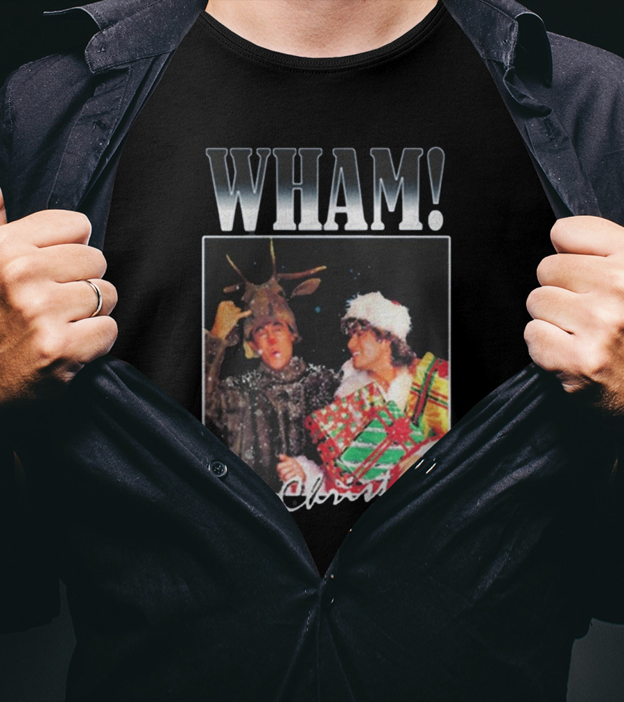 WHAM Last Christmas Reindeer And Santa Costume Scene T-Shirt