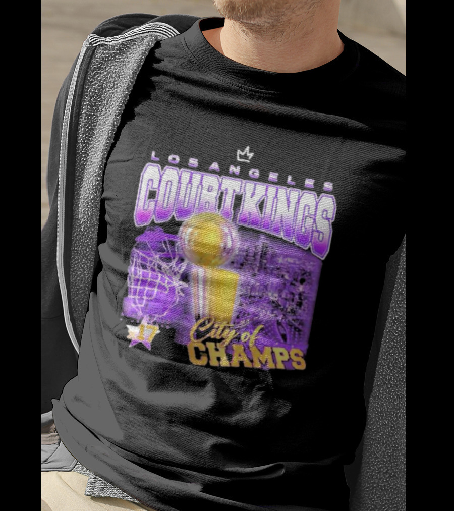 Los Angeles Court Kings City Of Champs 17 Golden Trophy T-Shirt