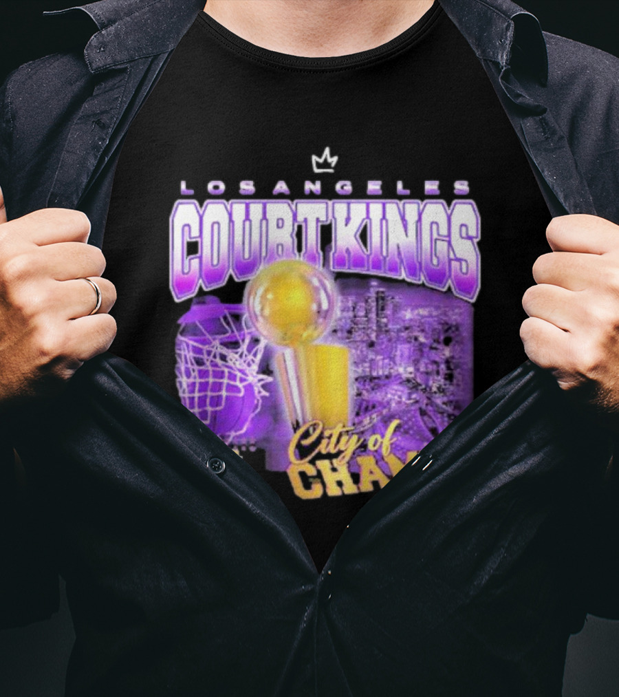Los Angeles Court Kings City Of Champs 17 Golden Trophy T-Shirt