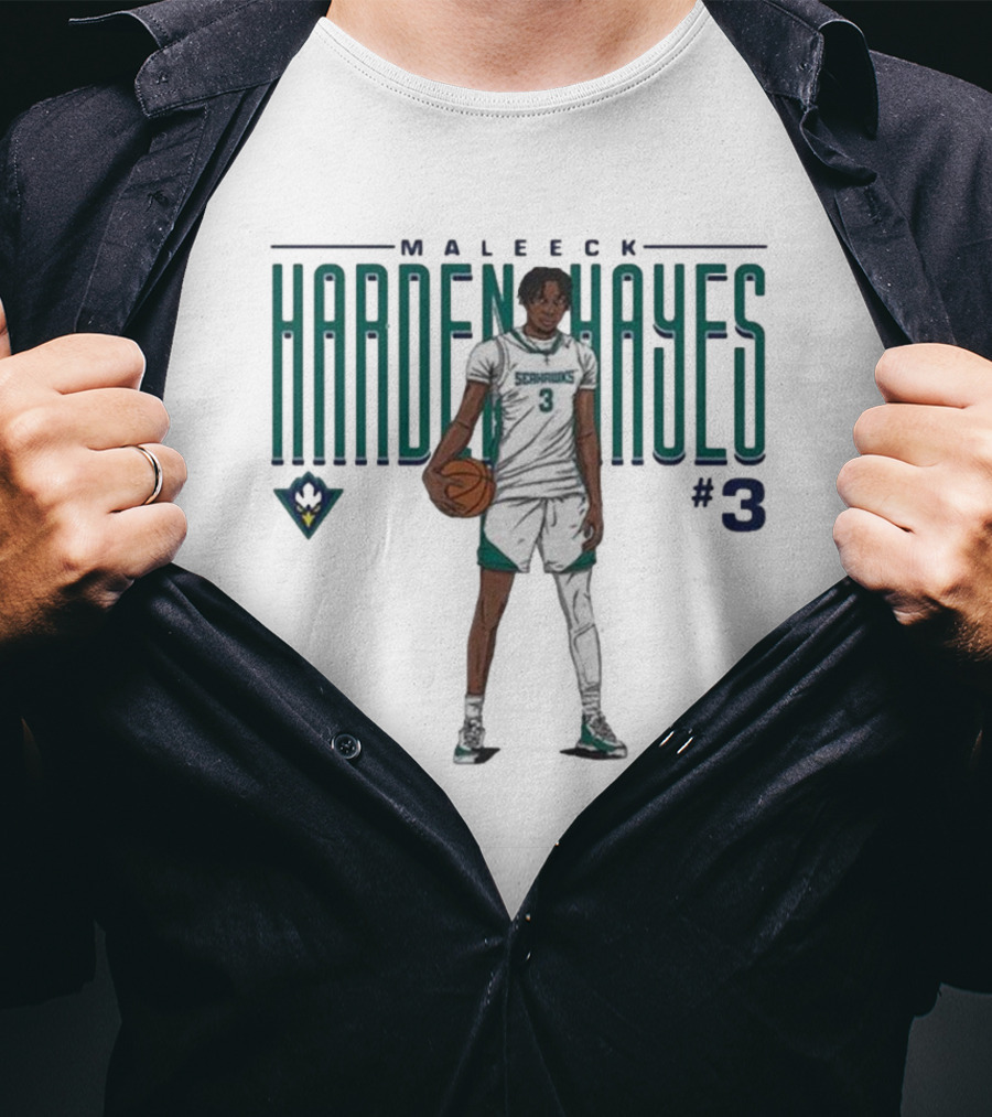 Maleeck Harden Hayes Seahawks #3 Basketball Player T-Shirt