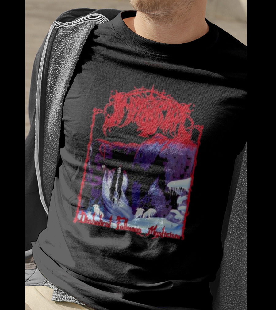 Immortal Diabolical Fullmoon Mysticism Red Logo Snowy Landscape Wraith And Wolves T-Shirt
