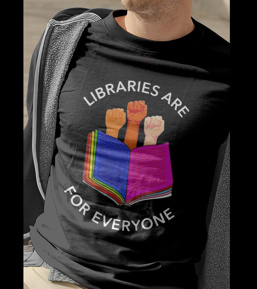 Libraries Are For Everyone Diverse Unity Open Book Fists T-Shirt