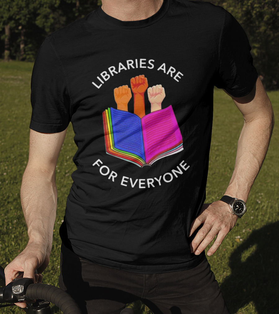 Libraries Are For Everyone Diverse Unity Open Book Fists T-Shirt