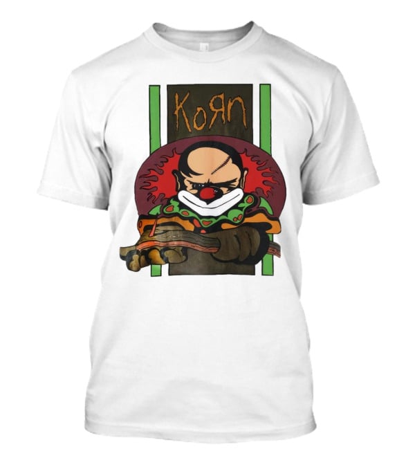 Korn Clown Vintage Evil Clown With Red Nose And Stitched Head T-Shirt
