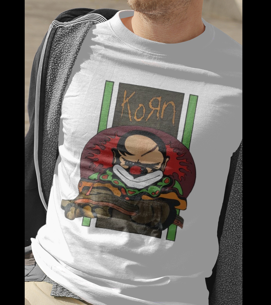 Korn Clown Vintage Evil Clown With Red Nose And Stitched Head T-Shirt