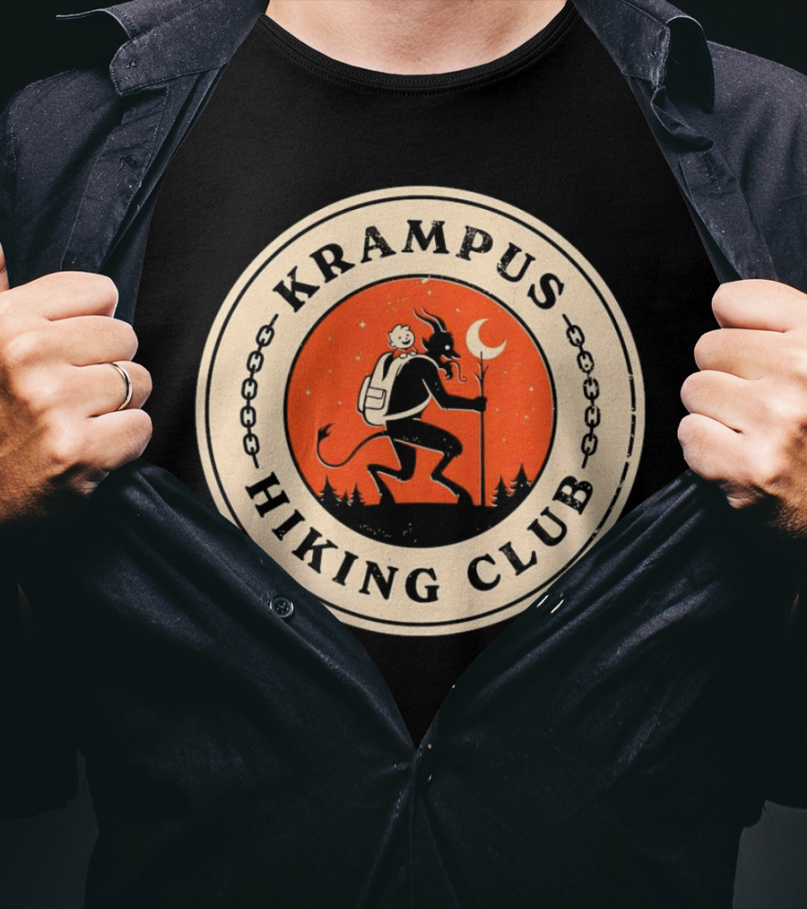 Krampus Hiking Club Moonlit Forest Adventure T-Shirt