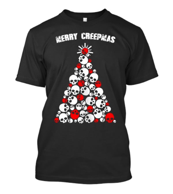 Merry Creepmas Skull Christmas Tree T-Shirt