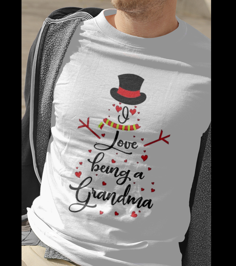 I Love Being A Grandma Snowman Hearts T-Shirt