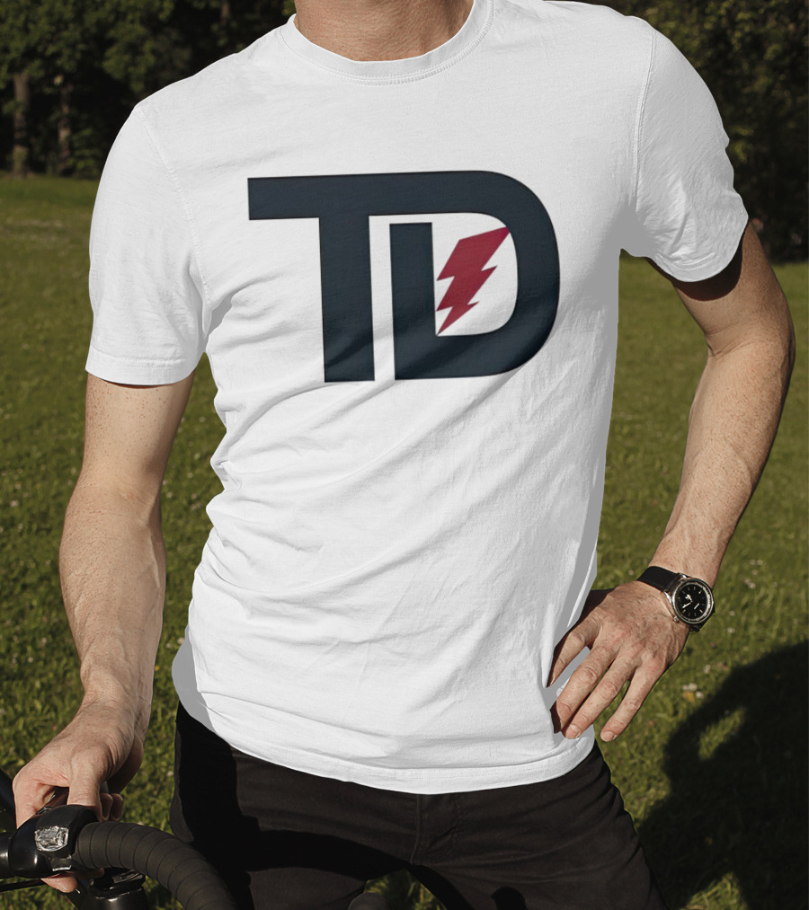 TD Logo With Red Lightning Bolt Tank Dell Houston Texans Football T-Shirt