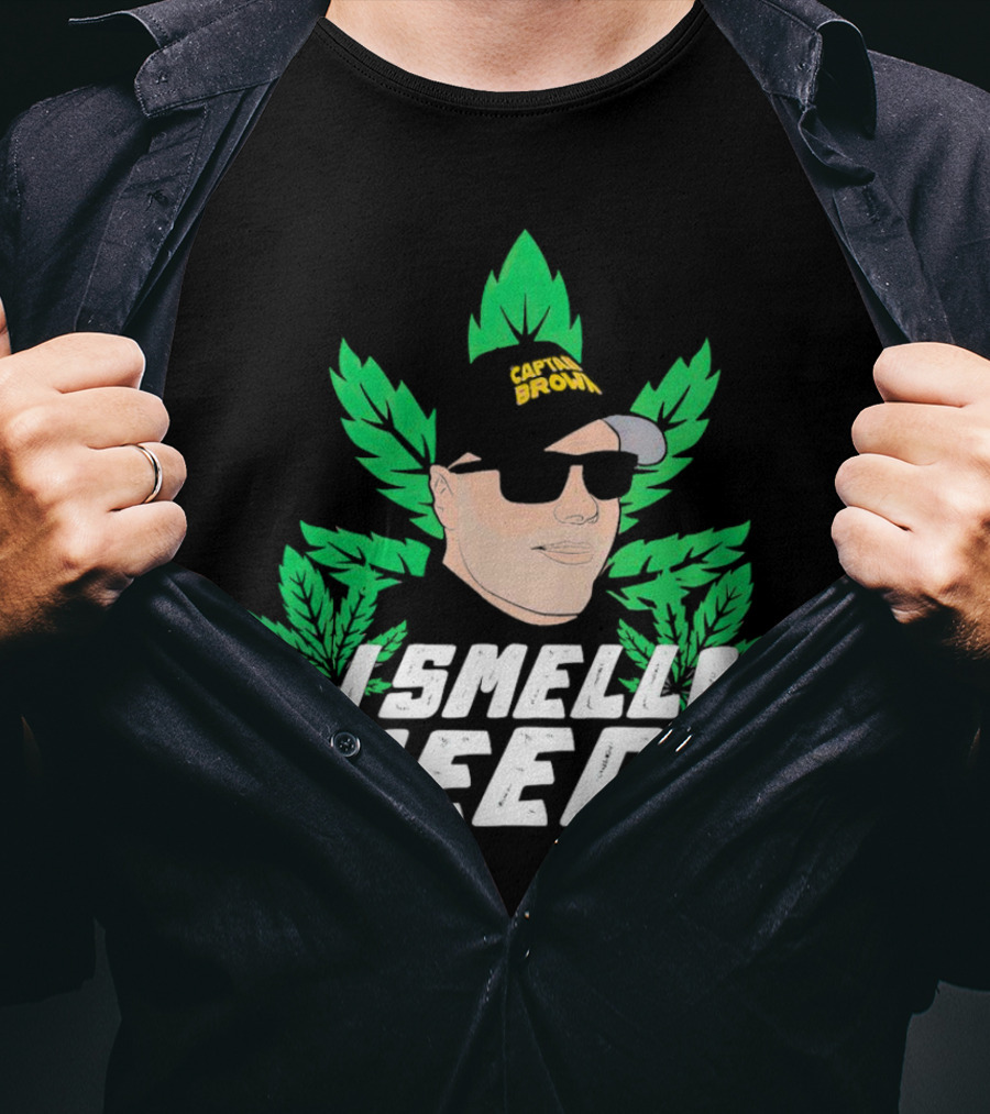 Captain Danny Brown I Smell Weed Leaf Hat Sunglasses T-Shirt