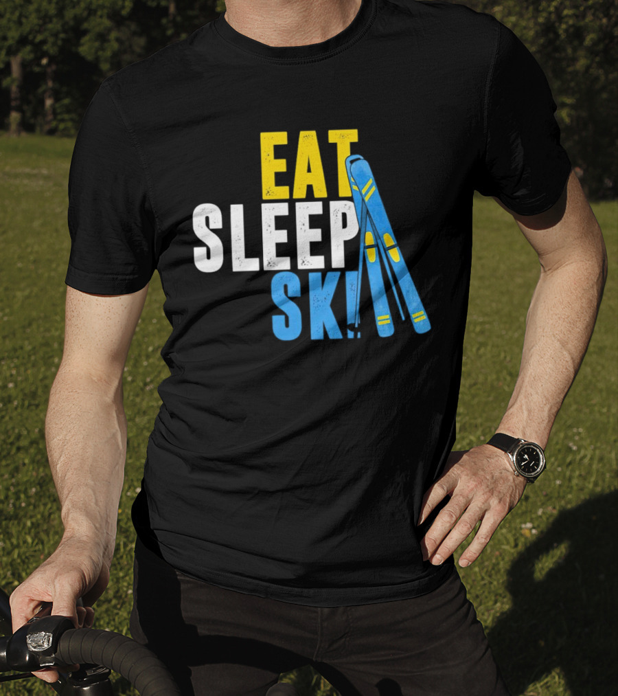 Eat Sleep Ski Skiing Ski Poles T-Shirt