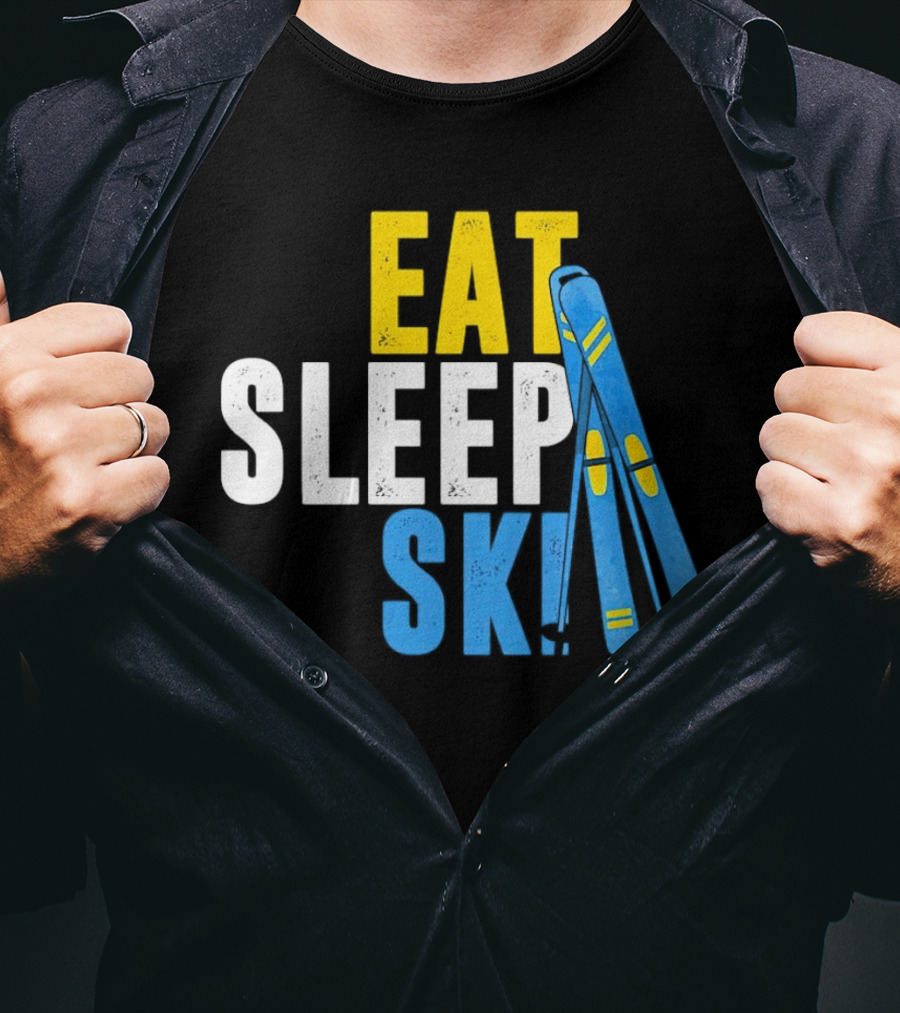 Eat Sleep Ski Skiing Ski Poles T-Shirt