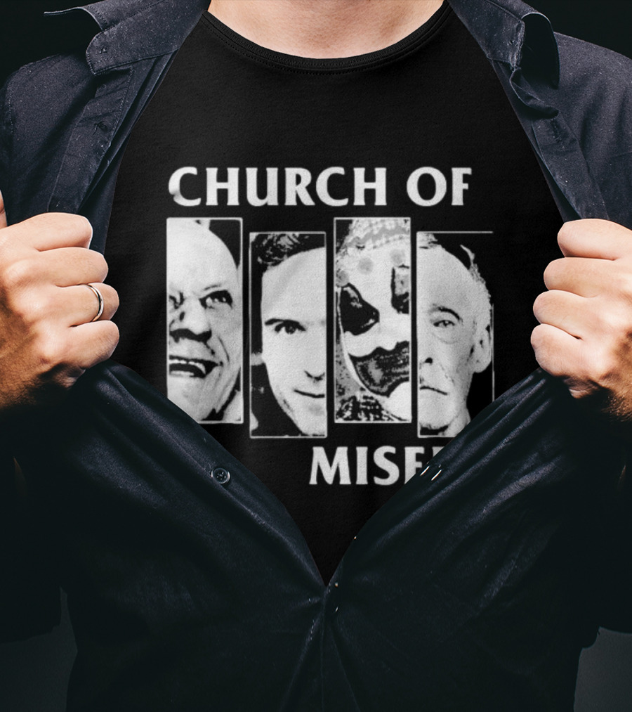 Church Of Misery Serial Killer Portraits Quad Collage T-Shirt