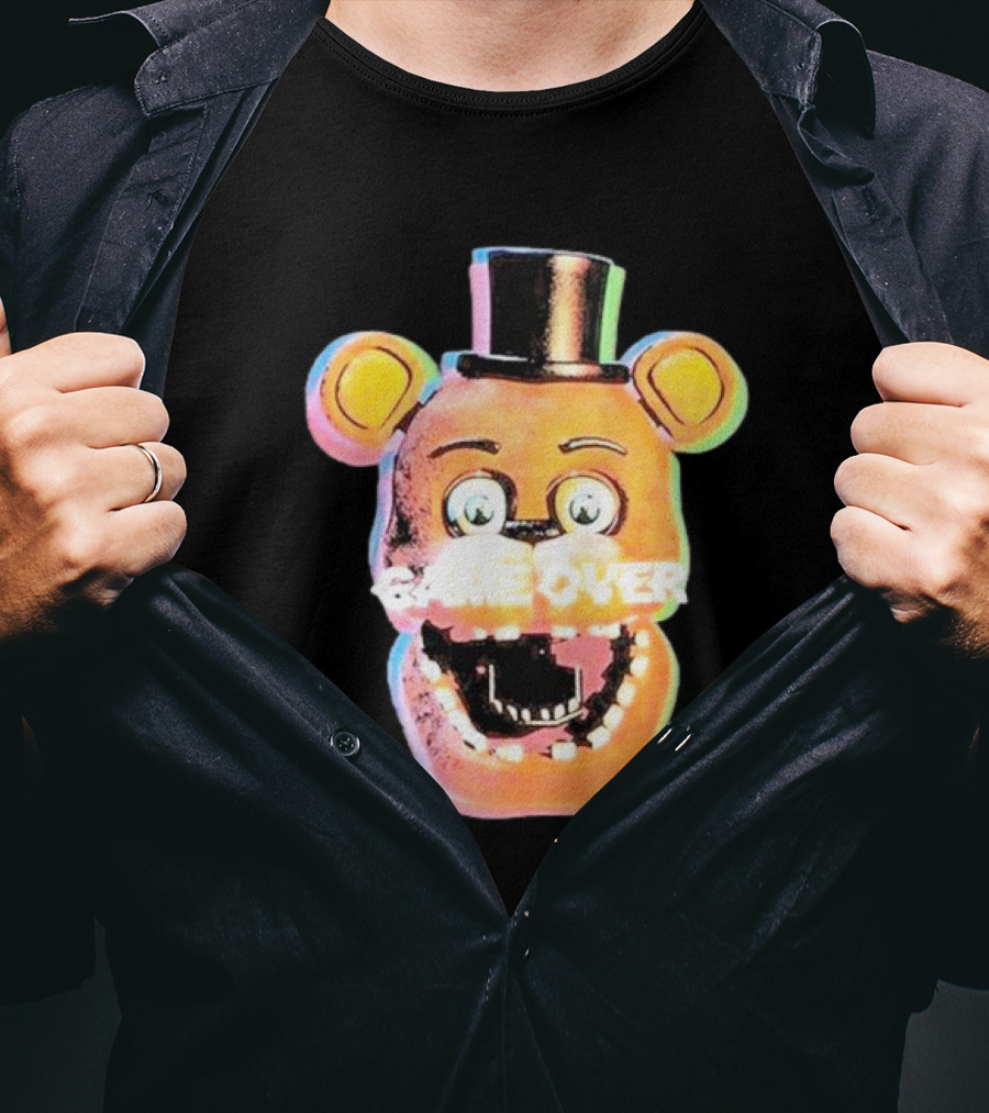 Five Nights At Freddy’s Game Over Text Freddy Head With Hat T-Shirt