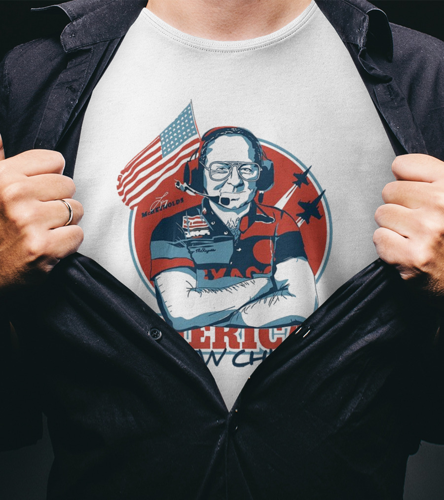 Larry McReynolds America's Crew Chief Patriotic Racing Tribute With Flag And Fighter Jets T-Shirt