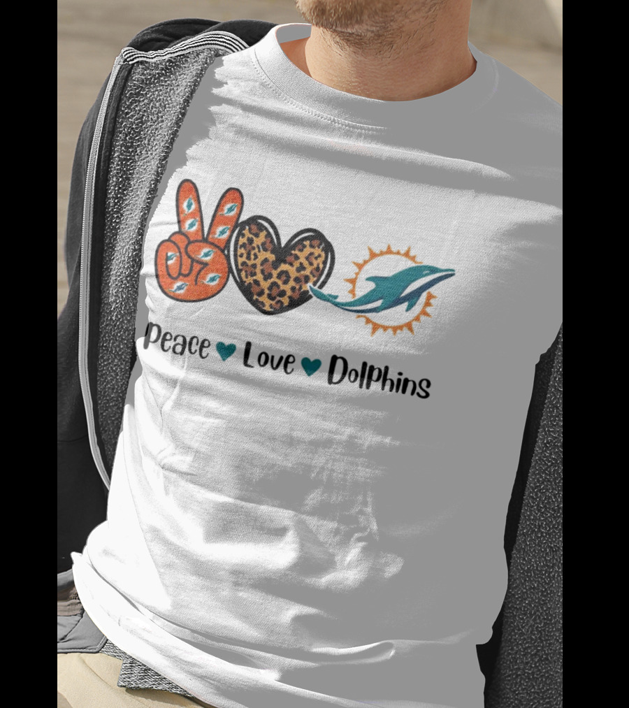 Peace Love Dolphins Miami Dolphins Football T-Shirt