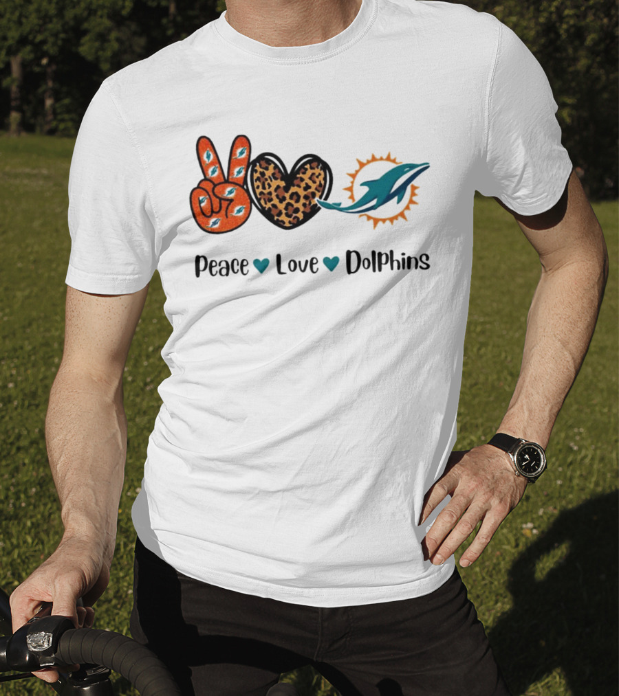 Peace Love Dolphins Miami Dolphins Football T-Shirt