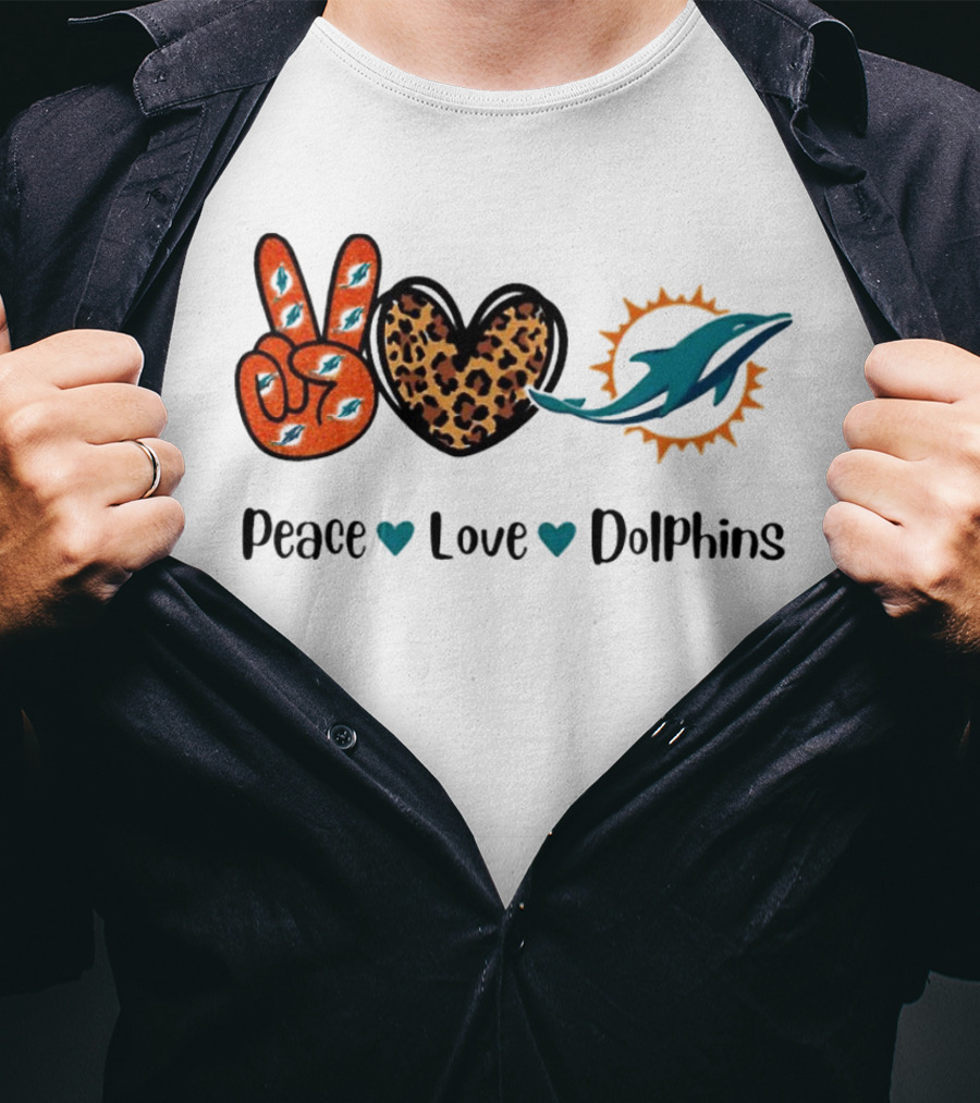 Peace Love Dolphins Miami Dolphins Football T-Shirt