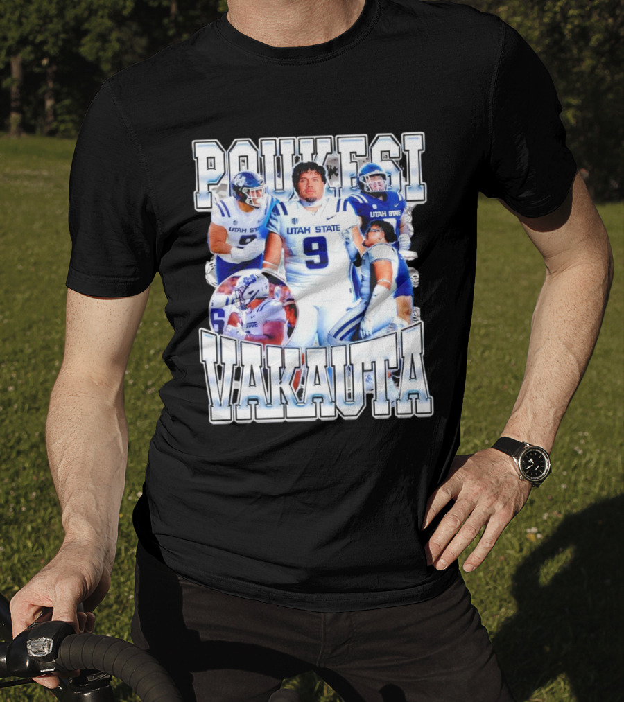 Poukesi Vakauta Utah State Aggies Football Player Number 9 T-Shirt