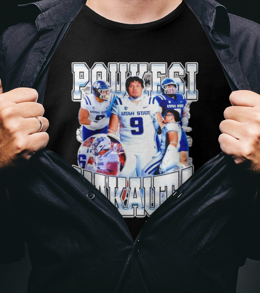 Poukesi Vakauta Utah State Aggies Football Player Number 9 T-Shirt
