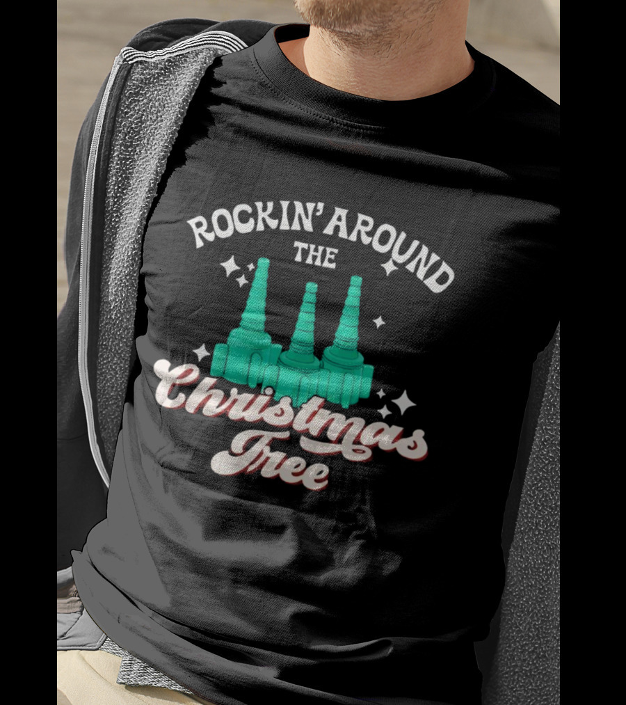Rockin’ Around The Christmas Tree With Stylized Turquoise Towers T-Shirt