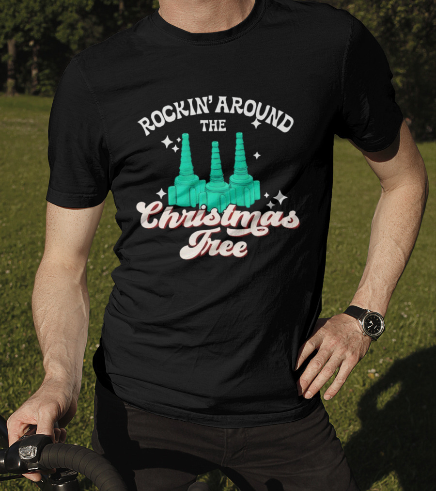 Rockin’ Around The Christmas Tree With Stylized Turquoise Towers T-Shirt