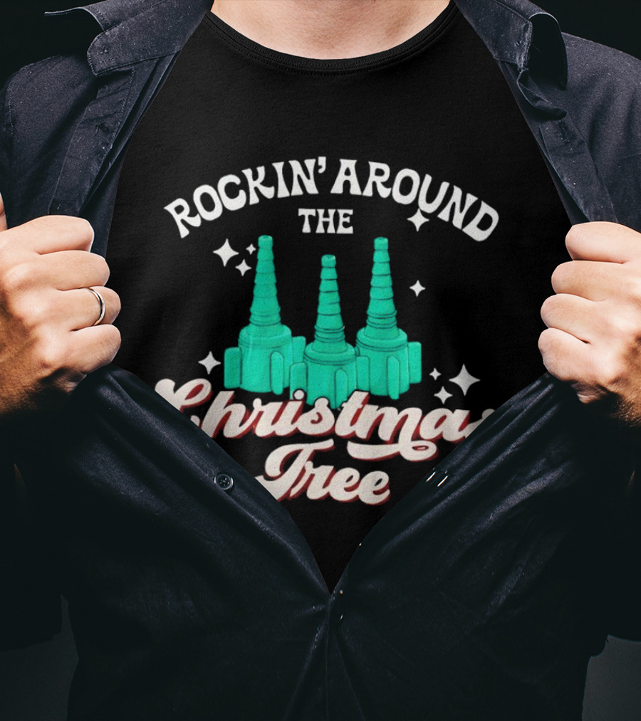 Rockin’ Around The Christmas Tree With Stylized Turquoise Towers T-Shirt