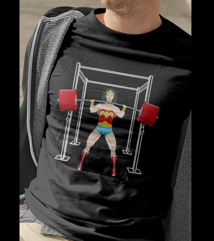 Wonder Woman Lifting Weights Gym Workout T-Shirt