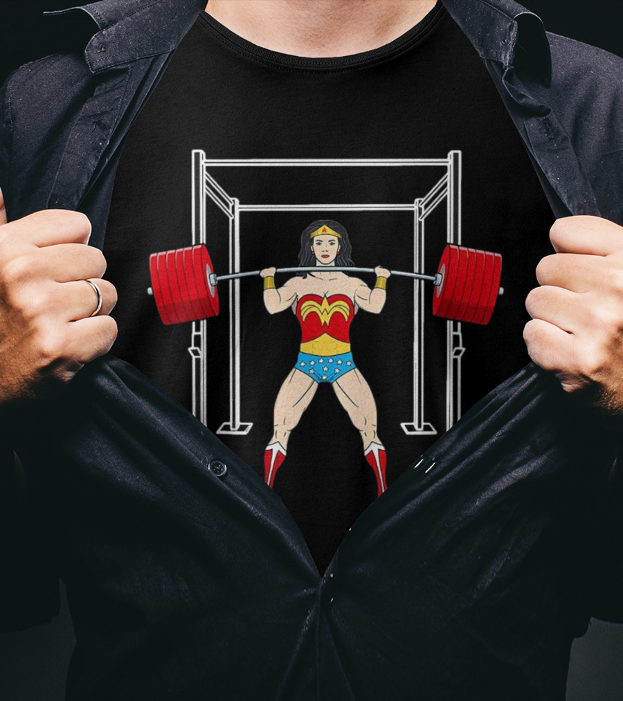 Wonder Woman Lifting Weights Gym Workout T-Shirt