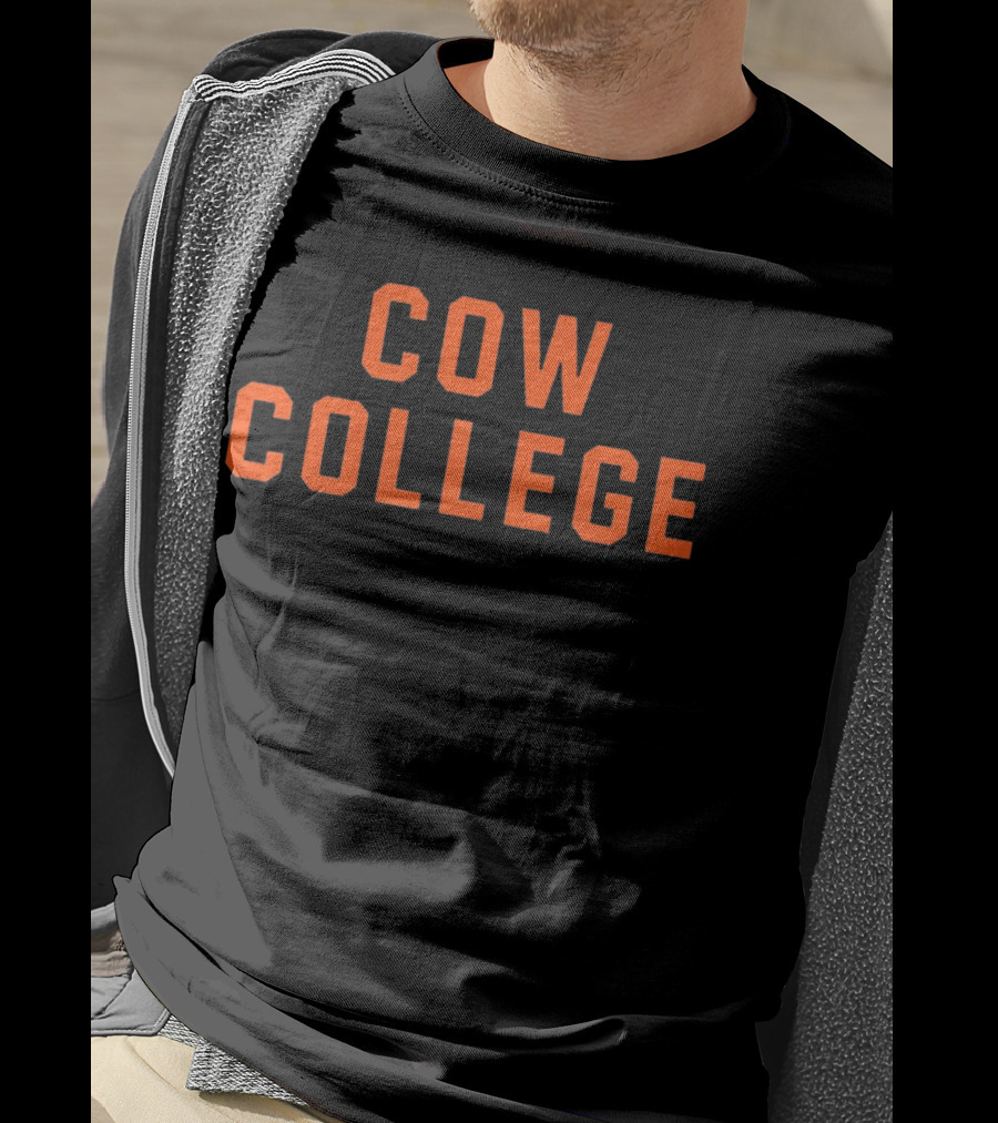 Cow College Bold Orange Text T-Shirt