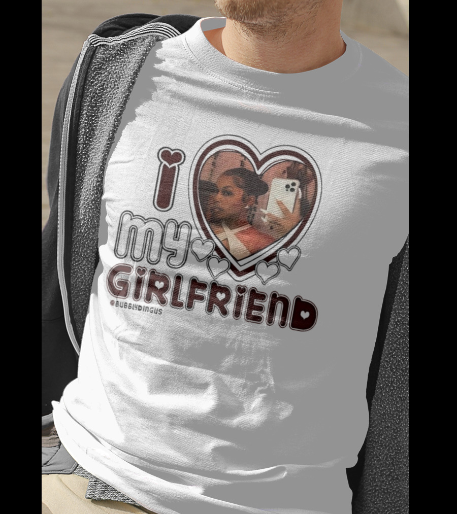 I Love My Girlfriend Heart Photo Bubblydingus T-Shirt
