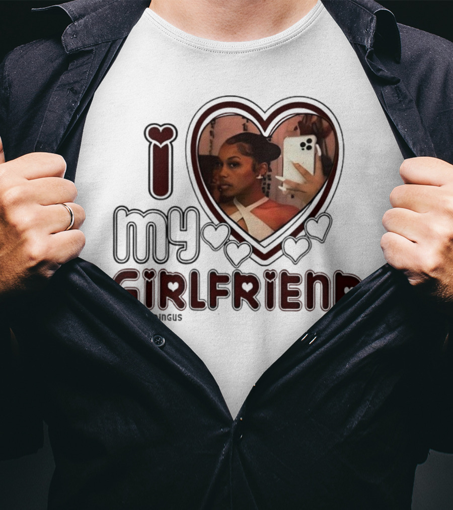 I Love My Girlfriend Heart Photo Bubblydingus T-Shirt