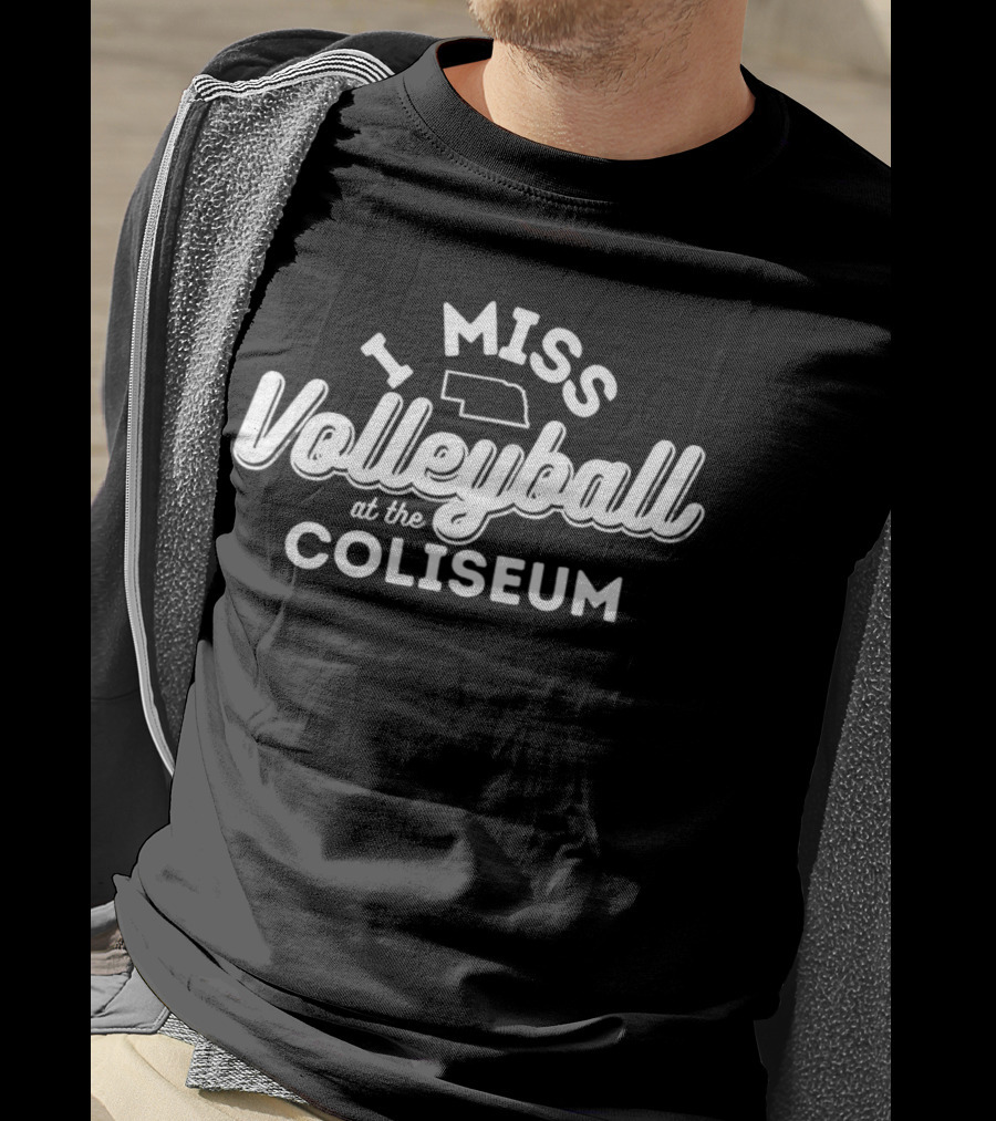 I Miss Volleyball At The Coliseum Nebraska Outline T-Shirt