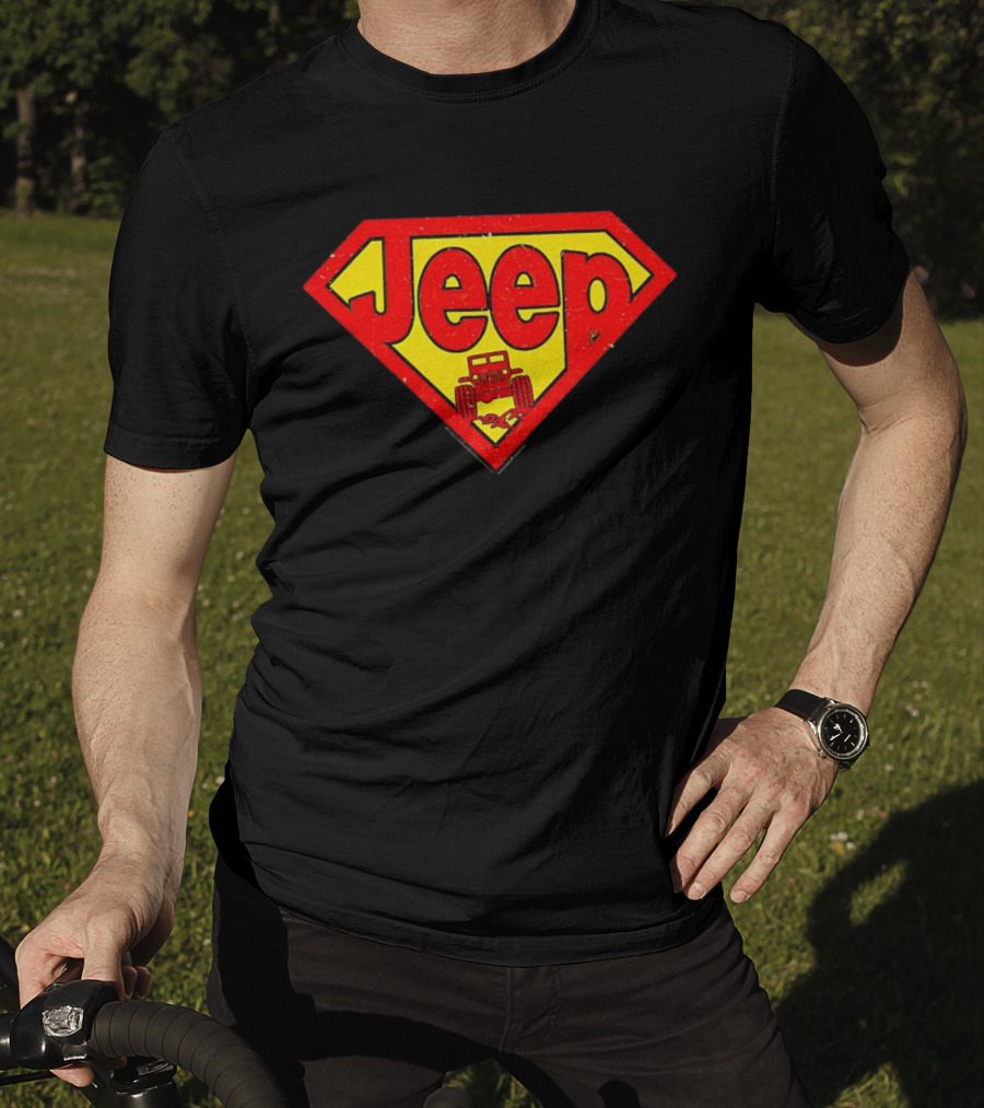Jeep Super Red Yellow Emblem Superman Style 4x4 Off-Road T-Shirt