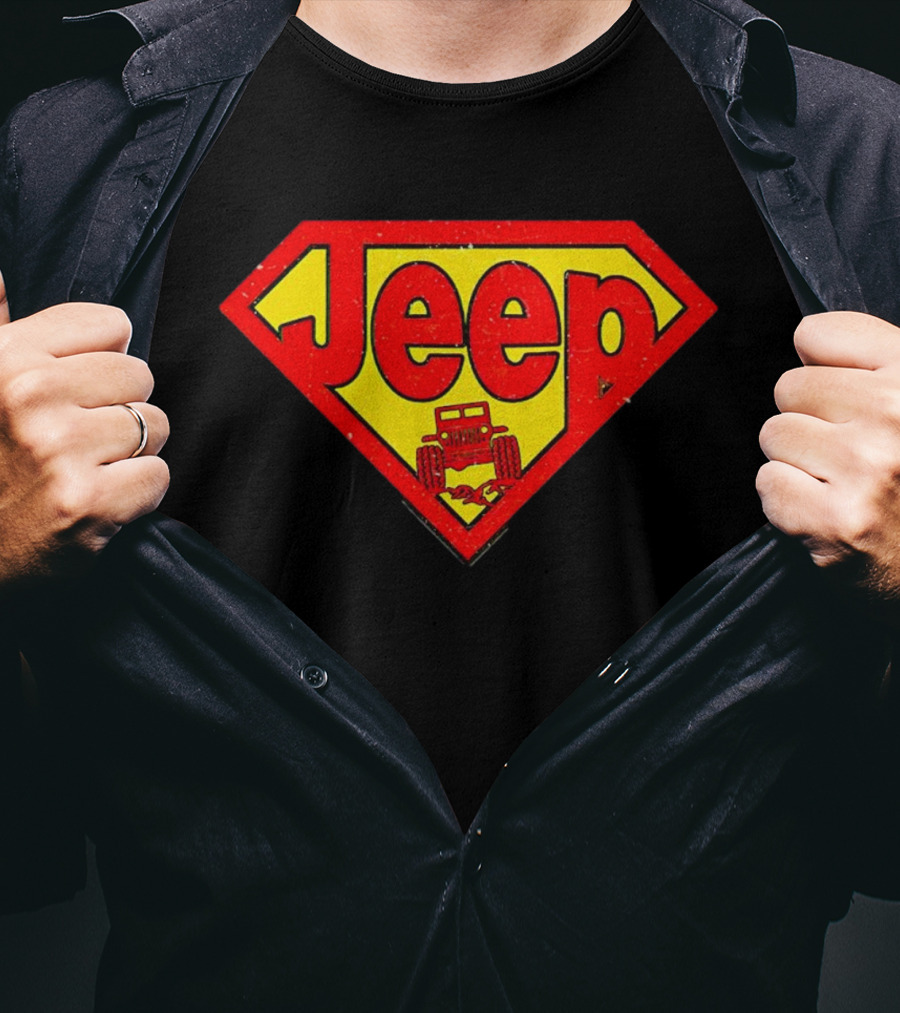 Jeep Super Red Yellow Emblem Superman Style 4x4 Off-Road T-Shirt