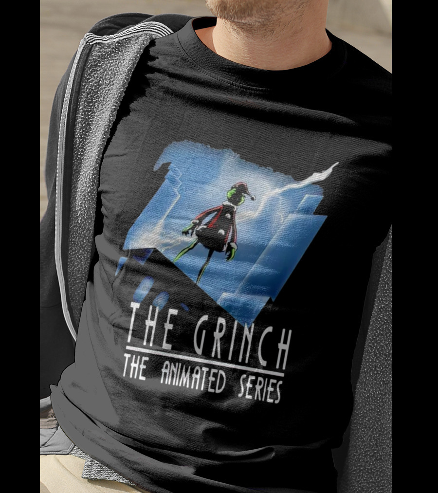 The Grinch Striking Pose Under Lightning In The Animated Series T-Shirt