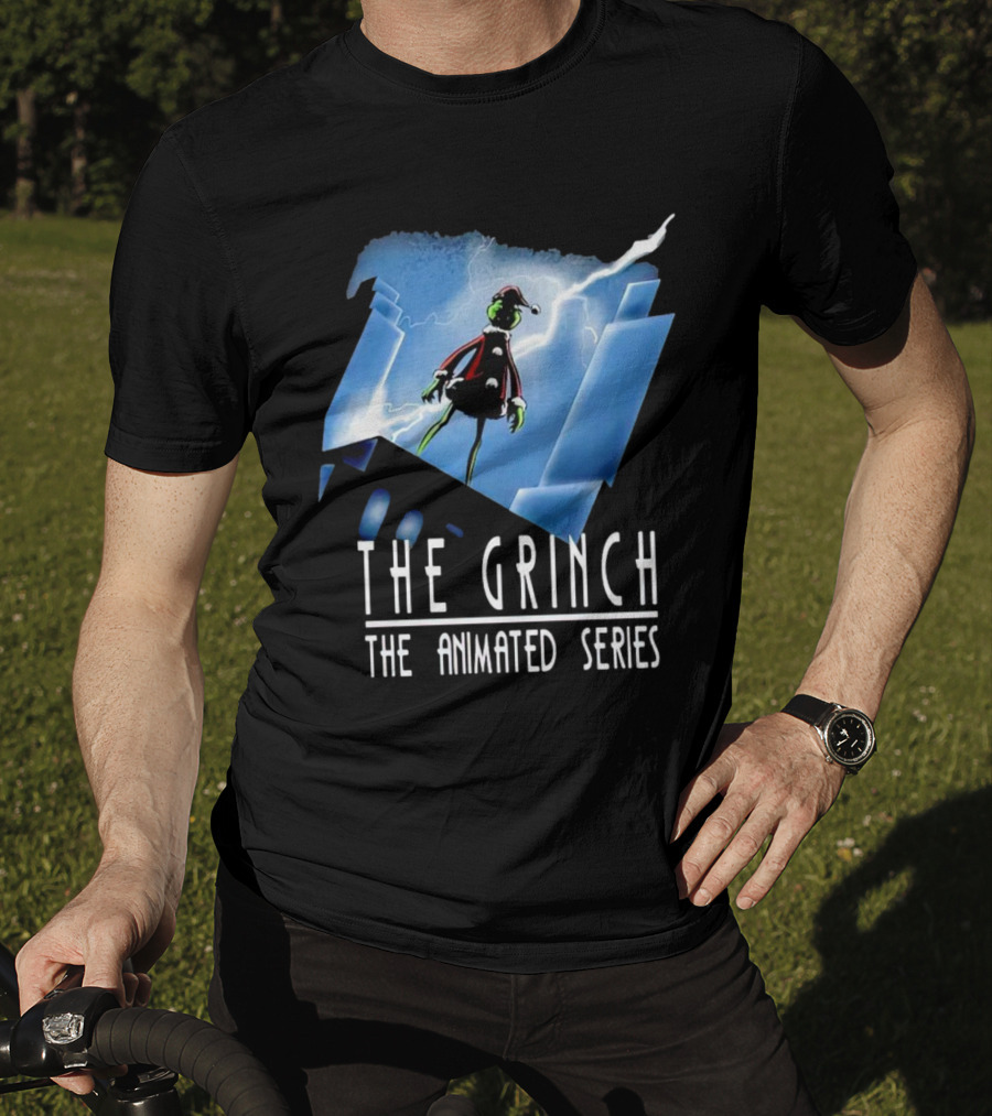 The Grinch Striking Pose Under Lightning In The Animated Series T-Shirt