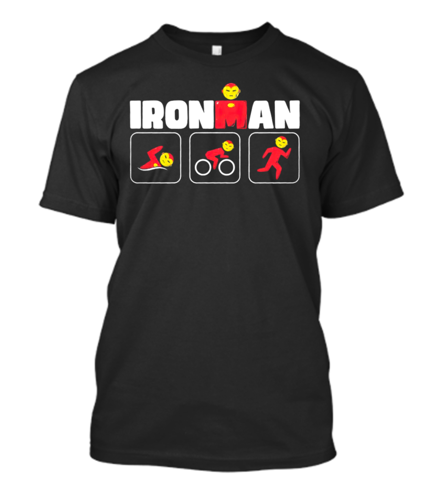 IRON MAN Triathlon Swim Bike Run Emoji Icons T-Shirt