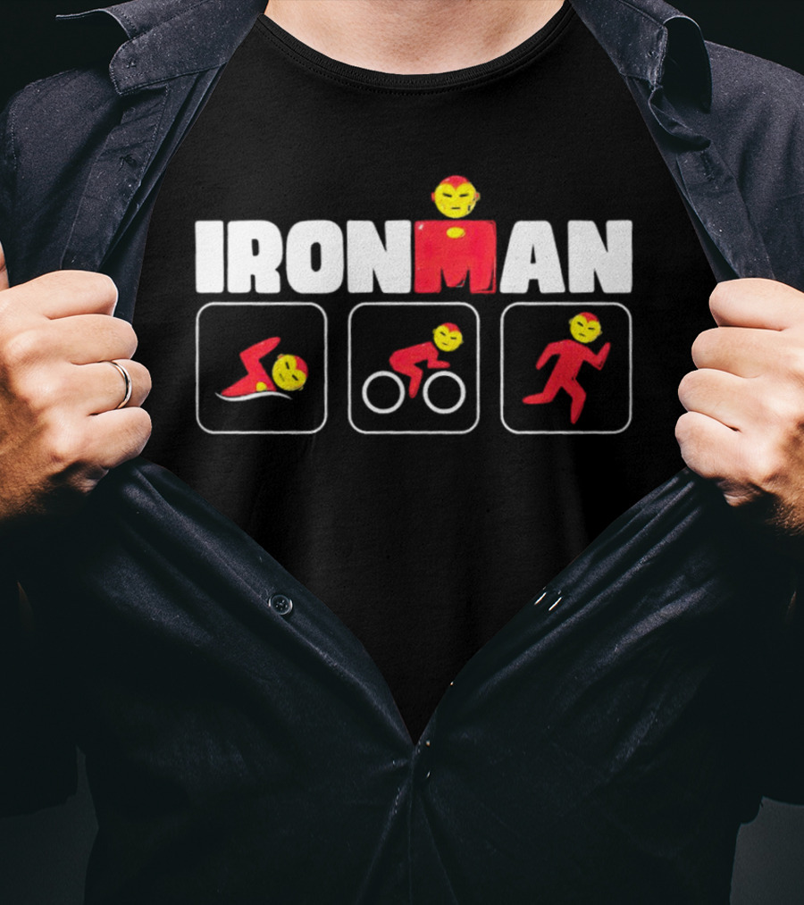 IRON MAN Triathlon Swim Bike Run Emoji Icons T-Shirt