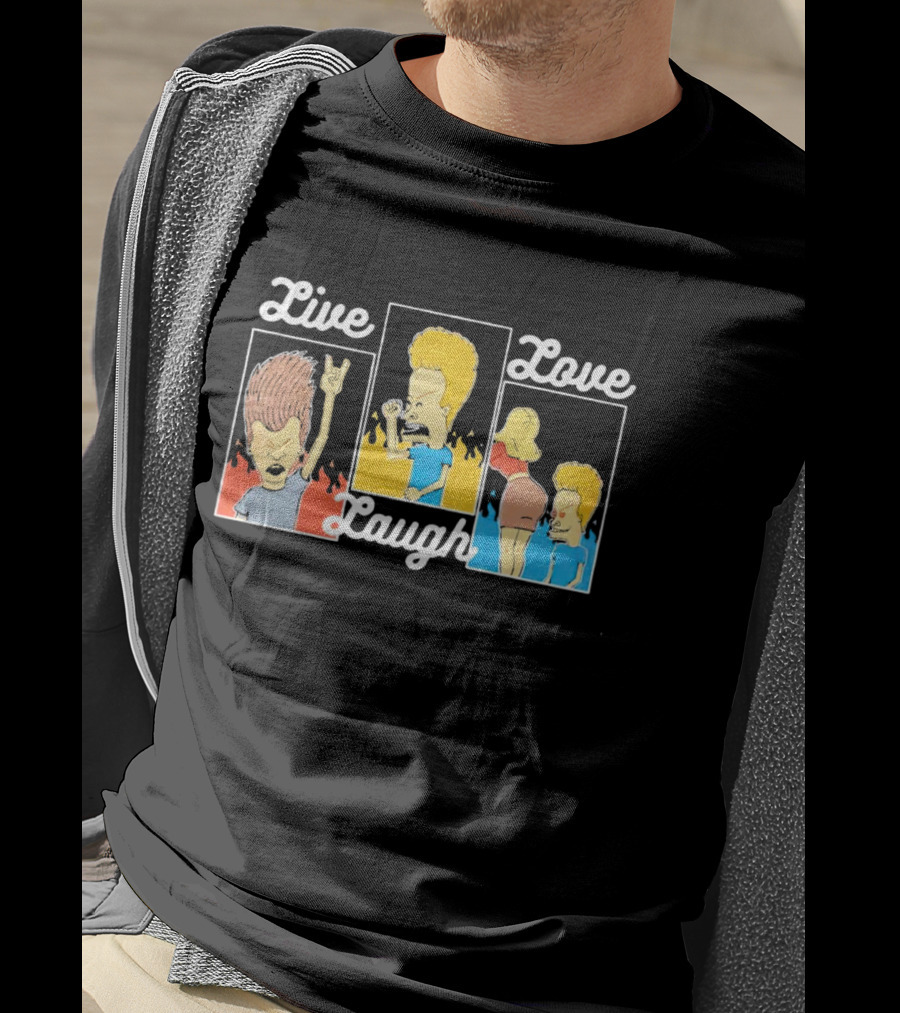 Live Laugh Love Beavis And Butt-Head Rock Band Comedy T-Shirt