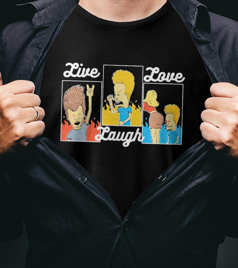 Live Laugh Love Beavis And Butt-Head Rock Band Comedy T-Shirt