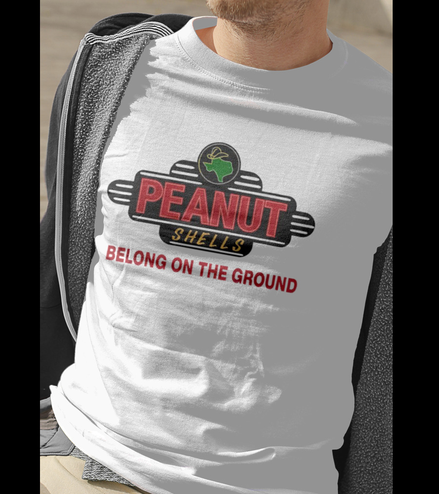Peanut Shells Belong On The Ground With Dinosaur T-Shirt
