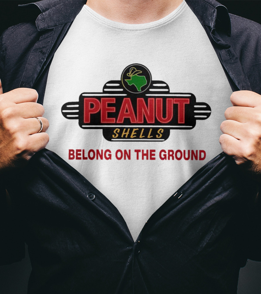 Peanut Shells Belong On The Ground With Dinosaur T-Shirt