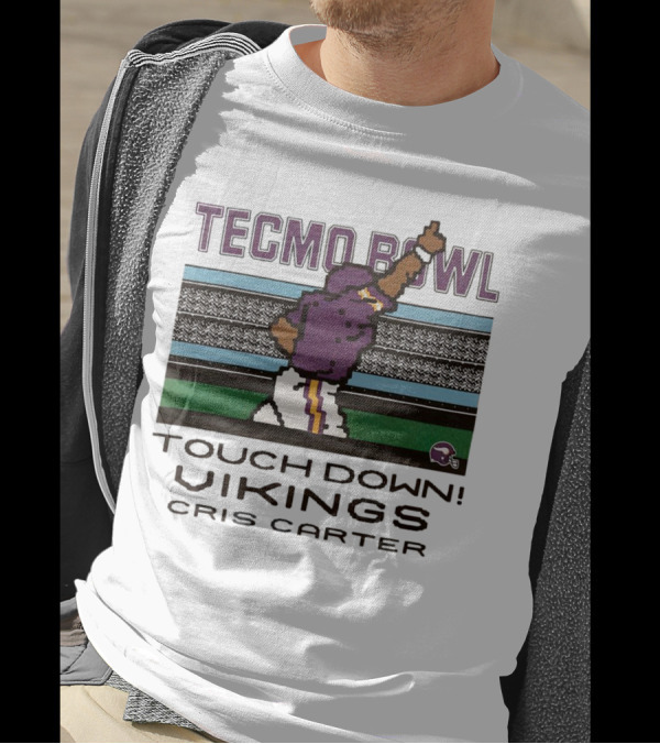 Tecmo Bowl Touch Down Vikings Cris Carter Retro Pixel T-Shirt