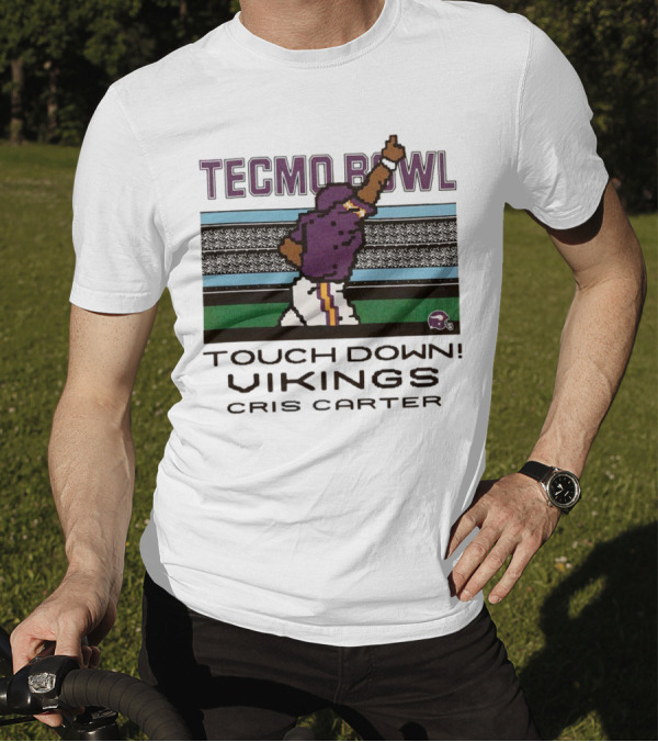 Tecmo Bowl Touch Down Vikings Cris Carter Retro Pixel T-Shirt