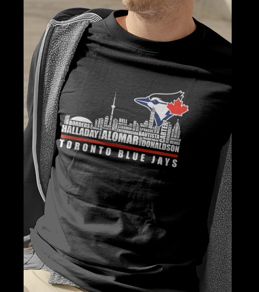 Toronto Blue Jays Skyline Names Halladay Alomar Carter Donaldson Toronto City T-Shirt
