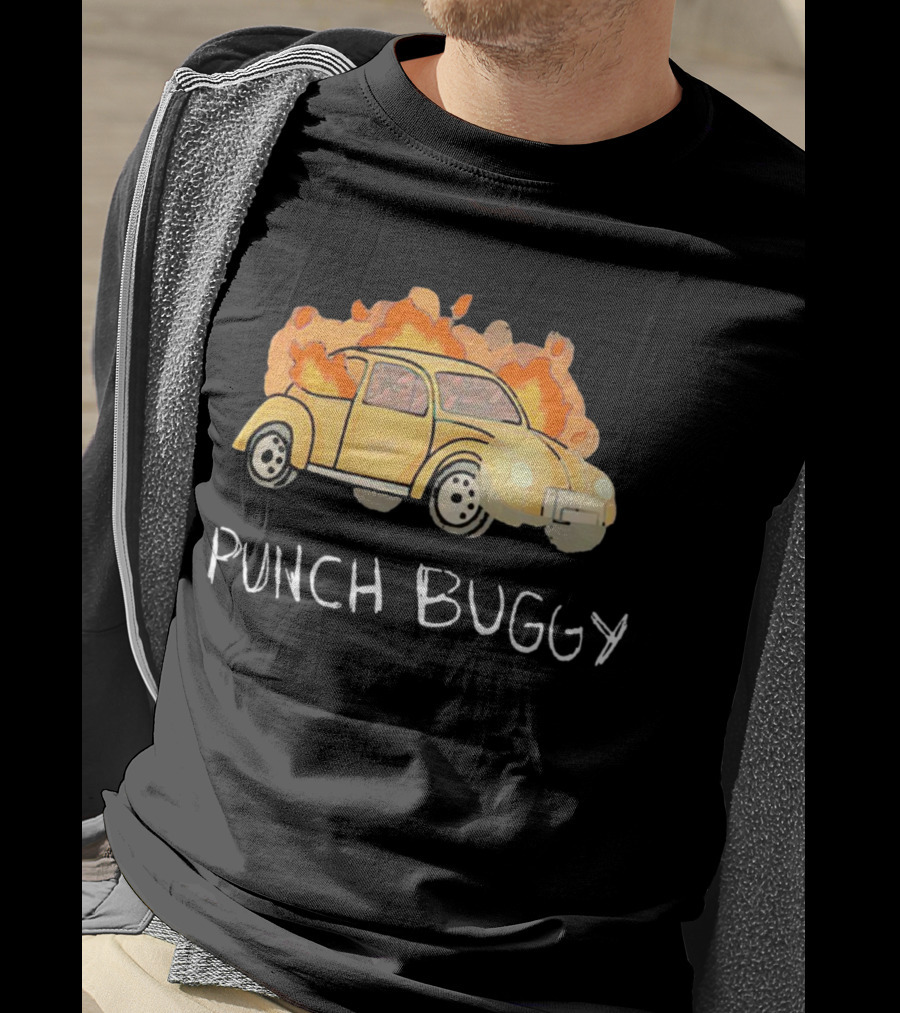 Punch Buggy Car On Fire Iconic Flames Image T-Shirt