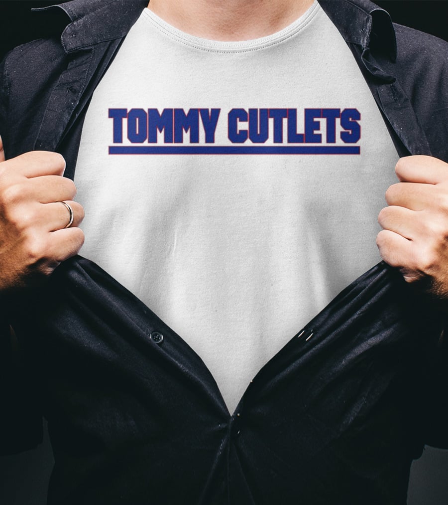 Tommy Cutlets New York Style Font Bold Blue T-Shirt