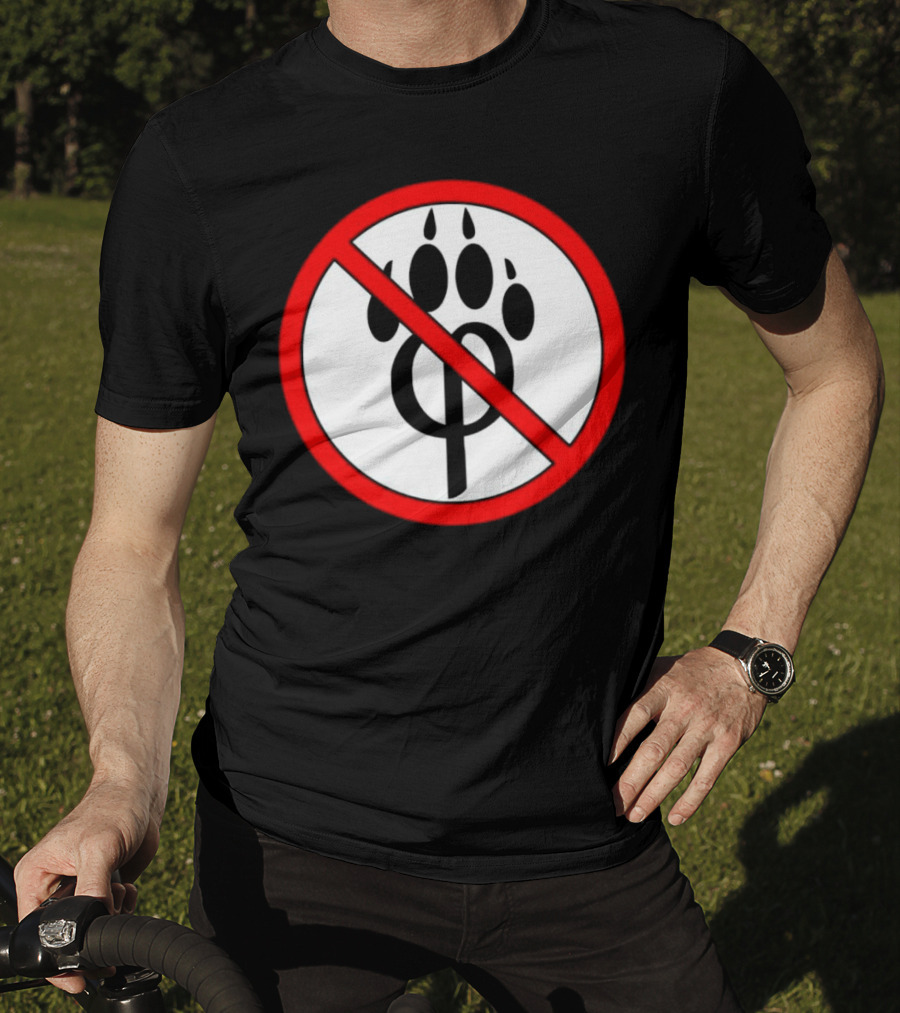 Anti Furry Paw Symbol With Red Prohibition Circle T-Shirt