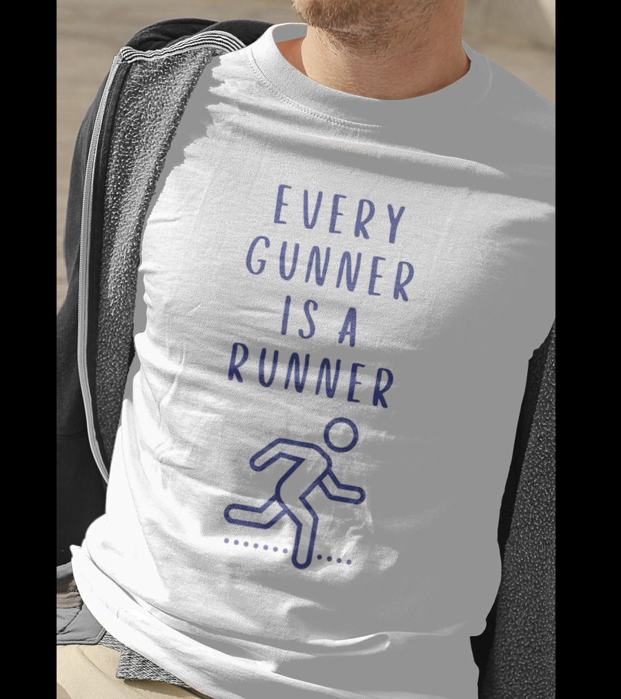 Every Gunner Is A Runner Blue Running Stick Figure T-Shirt